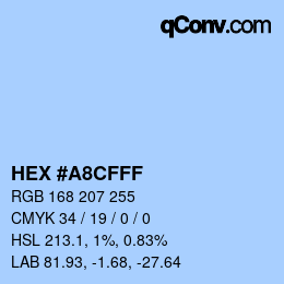 Color code: HEX #A8CFFF | qconv.com