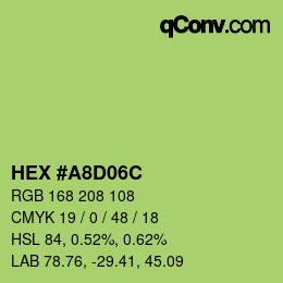 Color code: HEX #A8D06C | qconv.com