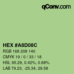 Color code: HEX #A8D08C | qconv.com