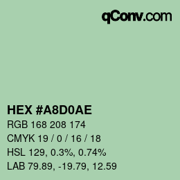 Color code: HEX #A8D0AE | qconv.com