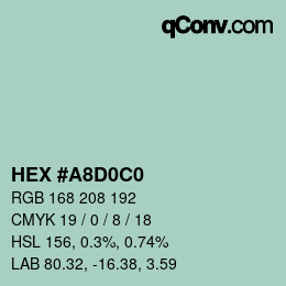 カラーコード: HEX #A8D0C0 | qconv.com
