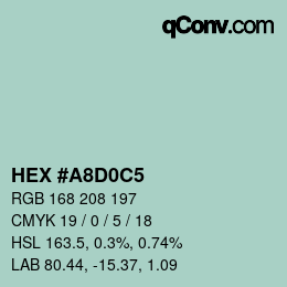 カラーコード: HEX #A8D0C5 | qconv.com