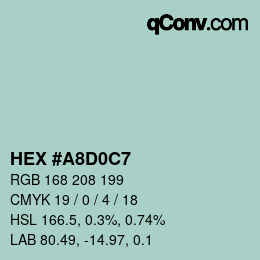 カラーコード: HEX #A8D0C7 | qconv.com