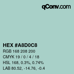 Color code: HEX #A8D0C8 | qconv.com