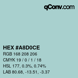 Color code: HEX #A8D0CE | qconv.com