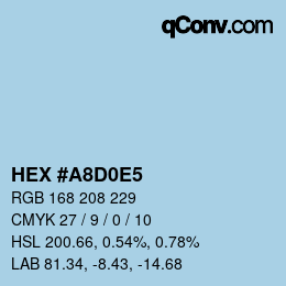 カラーコード: HEX #A8D0E5 | qconv.com