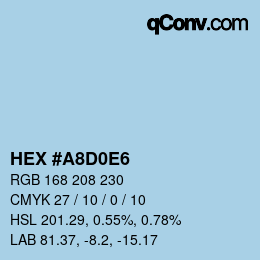 颜色代码: HEX #A8D0E6 | qconv.com