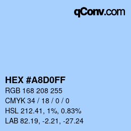 Farbcode: HEX #A8D0FF | qconv.com