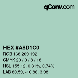 カラーコード: HEX #A8D1C0 | qconv.com