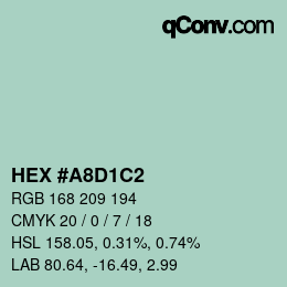 カラーコード: HEX #A8D1C2 | qconv.com