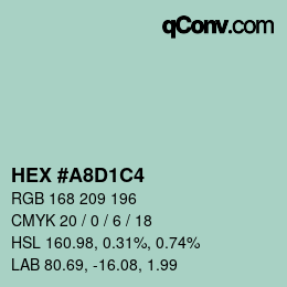 颜色代码: HEX #A8D1C4 | qconv.com