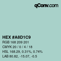 Color code: HEX #A8D1C9 | qconv.com