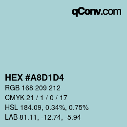 カラーコード: HEX #A8D1D4 | qconv.com