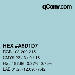 颜色代码: HEX #A8D1D7 | qconv.com