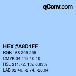Color code: HEX #A8D1FF | qconv.com