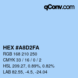 Color code: HEX #A8D2FA | qconv.com