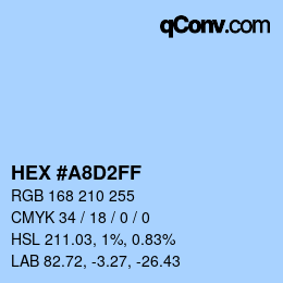 Farbcode: HEX #A8D2FF | qconv.com