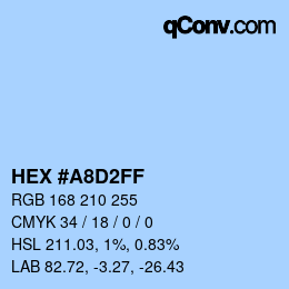 Código de color: HEX #A8D2FF | qconv.com