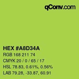 Color code: HEX #A8D34A | qconv.com