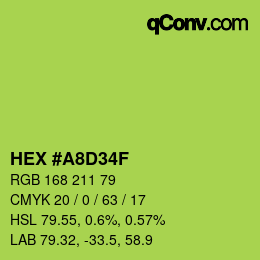 Color code: HEX #A8D34F | qconv.com