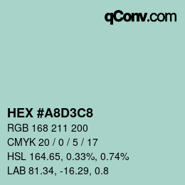颜色代码: HEX #A8D3C8 | qconv.com