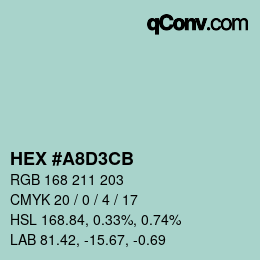 Color code: HEX #A8D3CB | qconv.com