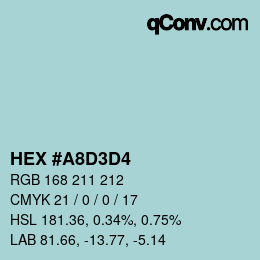 Color code: HEX #A8D3D4 | qconv.com
