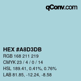 Color code: HEX #A8D3DB | qconv.com