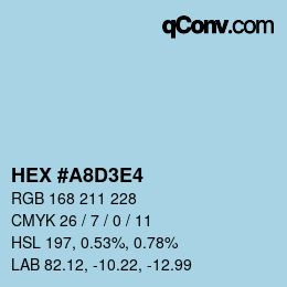 Farbcode: HEX #A8D3E4 | qconv.com