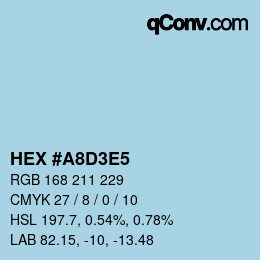 カラーコード: HEX #A8D3E5 | qconv.com