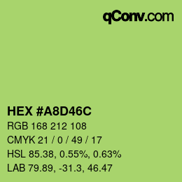Color code: HEX #A8D46C | qconv.com