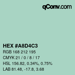 颜色代码: HEX #A8D4C3 | qconv.com