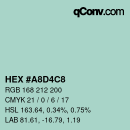 Color code: HEX #A8D4C8 | qconv.com