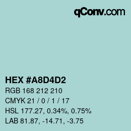 Color code: HEX #A8D4D2 | qconv.com