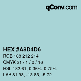 Farbcode: HEX #A8D4D6 | qconv.com
