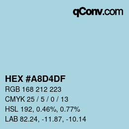 Color code: HEX #A8D4DF | qconv.com