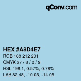 カラーコード: HEX #A8D4E7 | qconv.com