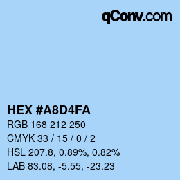 Color code: HEX #A8D4FA | qconv.com