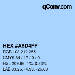 Color code: HEX #A8D4FF | qconv.com