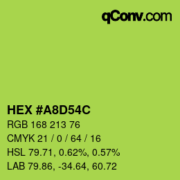 Color code: HEX #A8D54C | qconv.com