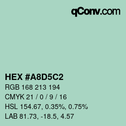 カラーコード: HEX #A8D5C2 | qconv.com