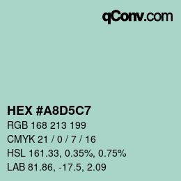 カラーコード: HEX #A8D5C7 | qconv.com