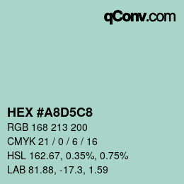 Color code: HEX #A8D5C8 | qconv.com