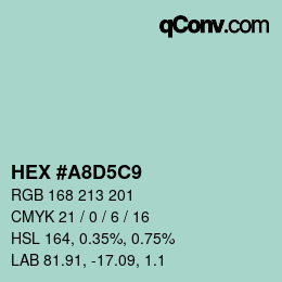 カラーコード: HEX #A8D5C9 | qconv.com