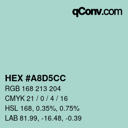 カラーコード: HEX #A8D5CC | qconv.com