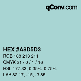 Color code: HEX #A8D5D3 | qconv.com