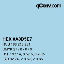 颜色代码: HEX #A8D5E7 | qconv.com