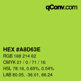 Color code: HEX #A8D63E | qconv.com