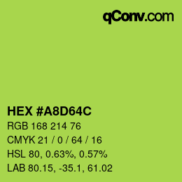 Color code: HEX #A8D64C | qconv.com