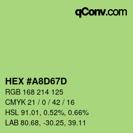Color code: HEX #A8D67D | qconv.com